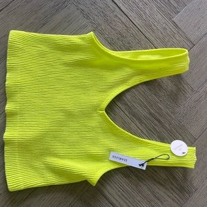 Ribbed neon green tank